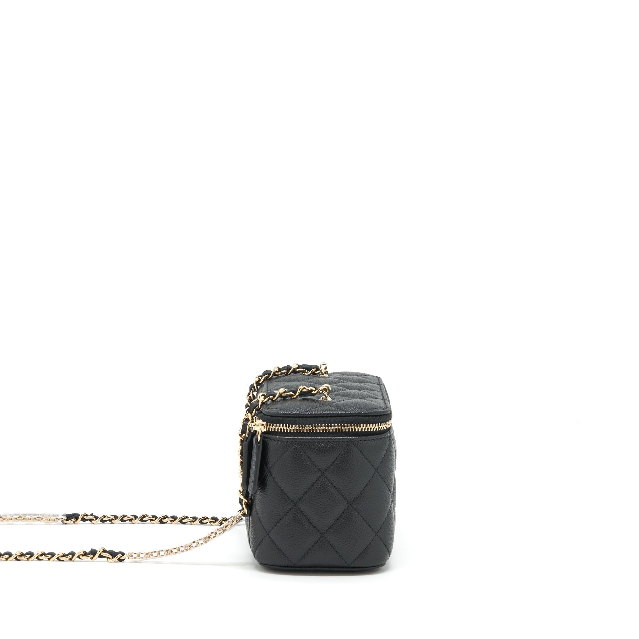 Chanel 22P Long Vanity With CC Logo Chain Caviar Black L