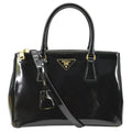 PRADA Double Zip Patent Leather Shoulder Bag Black B1801N