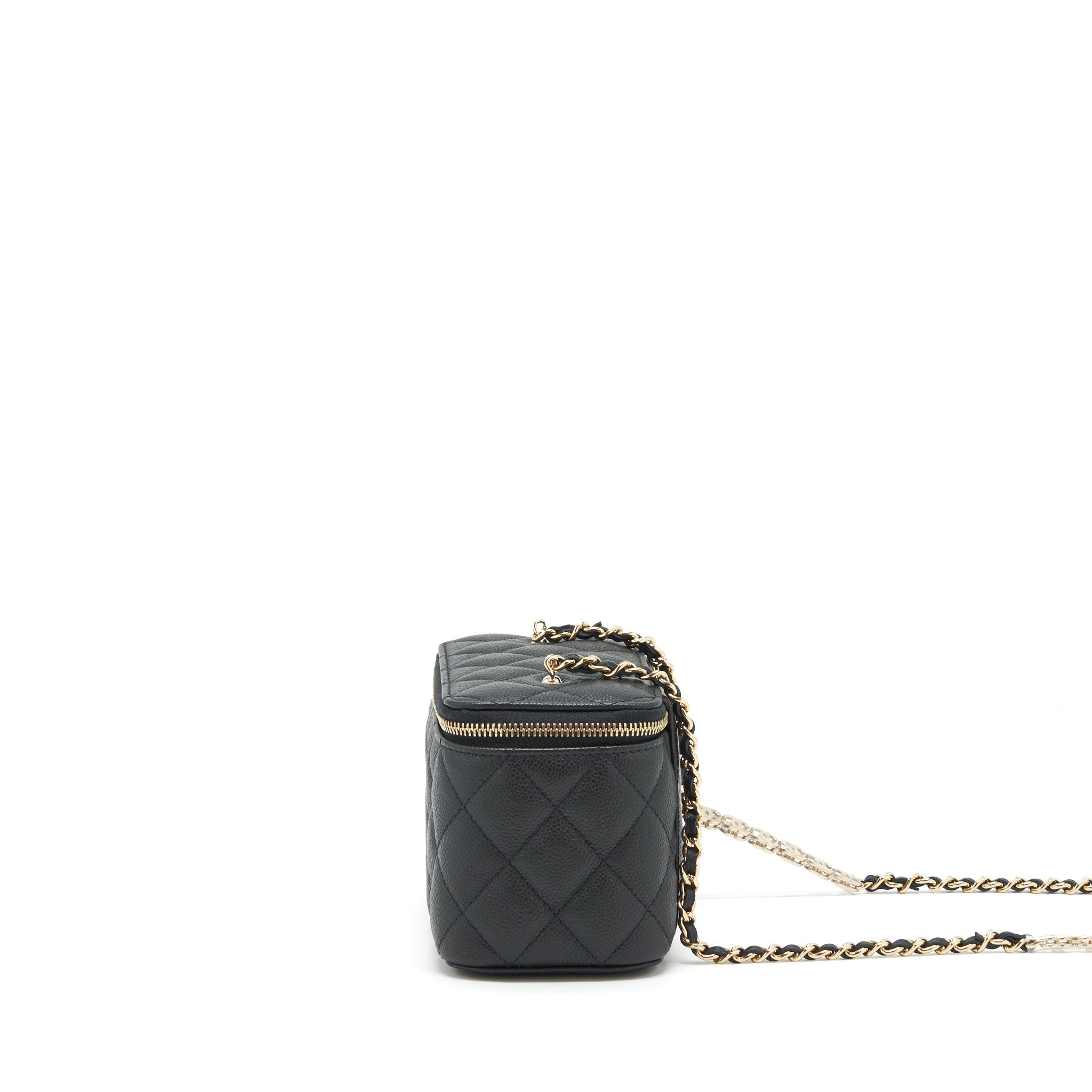 Chanel 22P Long Vanity With CC Logo Chain Caviar Black L