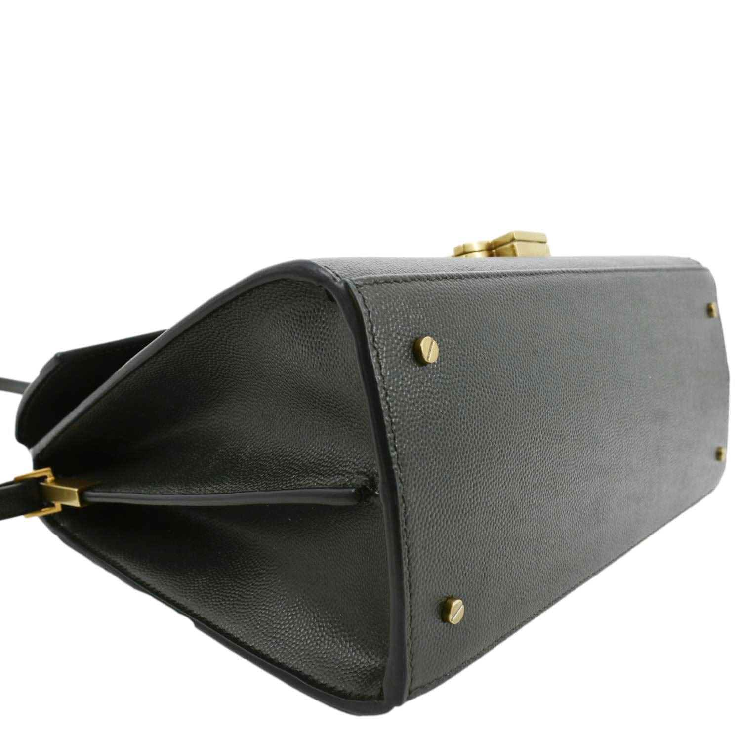 YVES SAINT LAURENT Cassandra Top Handle Leather Shoulder Bag Green