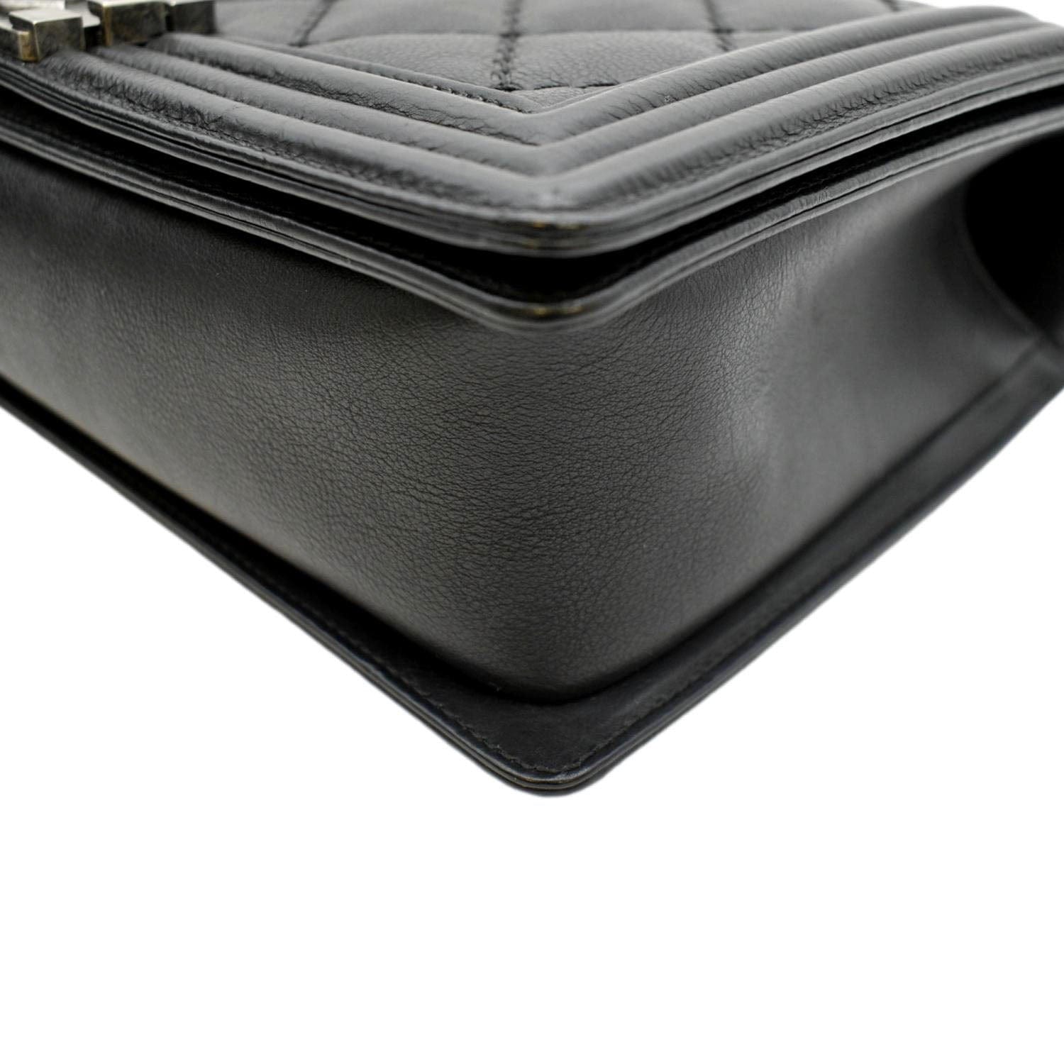 CHANEL Wild Stitch Boy Quilted Lambskin Leather Shoulder Bag Black