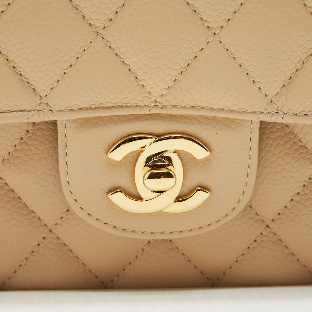 Chanel Classic Double Flap Bag Caviar Beige