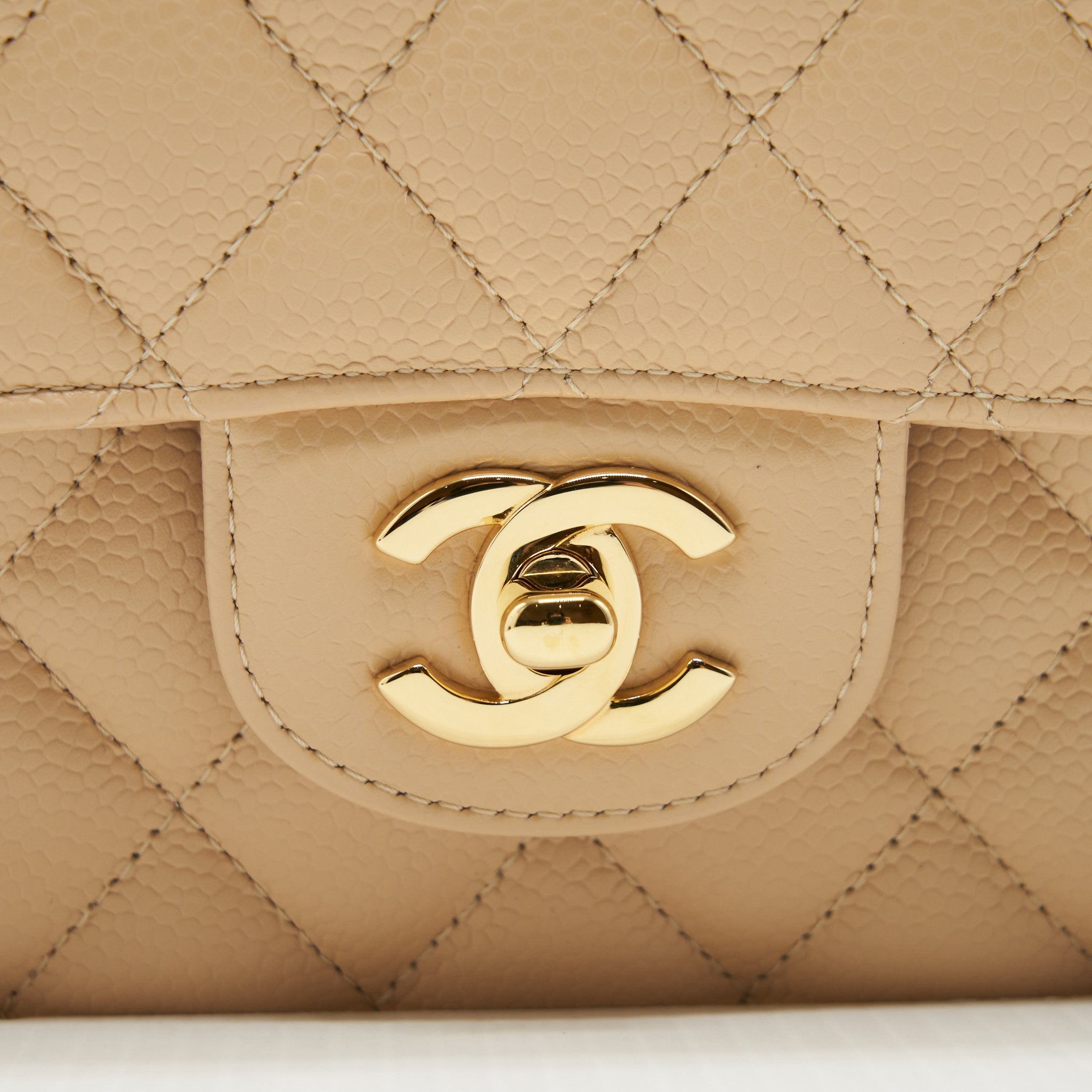 Chanel Classic Double Flap Bag Caviar Beige