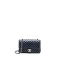 Chanel Mini Rectangular Flap Bag Chevron Lambskin Navy