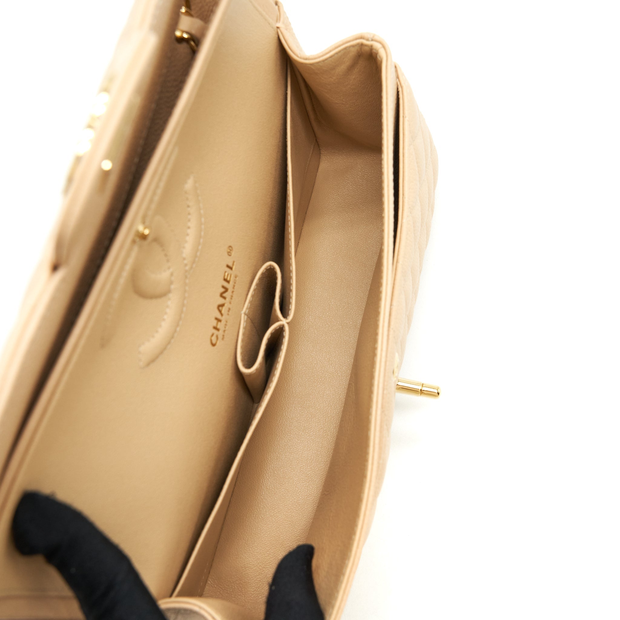 Chanel Classic Double Flap Bag Caviar Beige