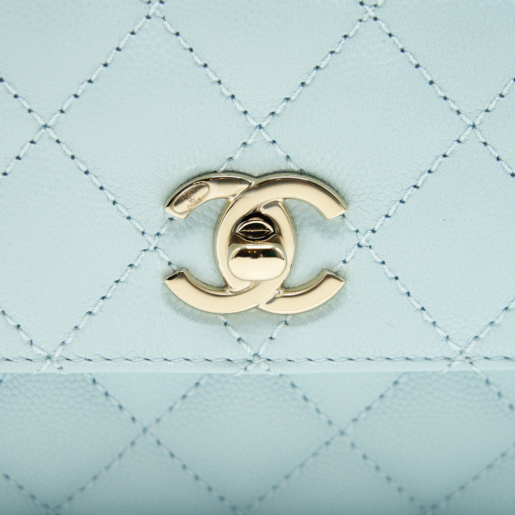 Chanel 21K Baby Blue Coco Handle Small (Old Mini) 24cm L