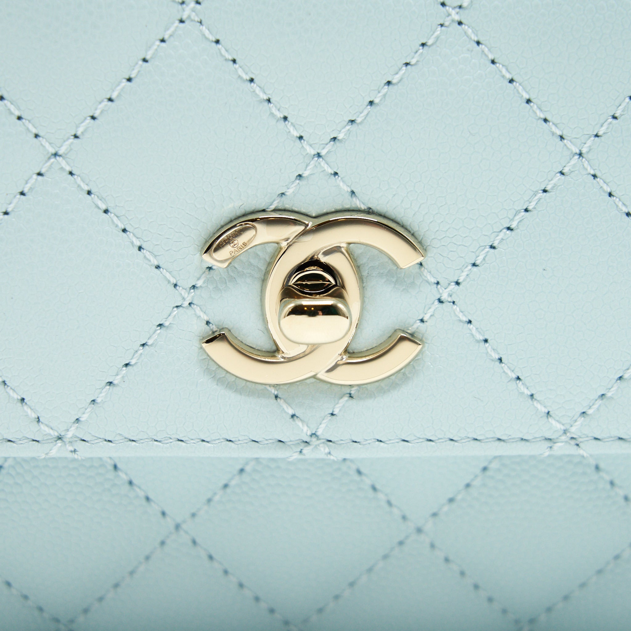 Chanel 21K Baby Blue Coco Handle Small (Old Mini) 24cm L