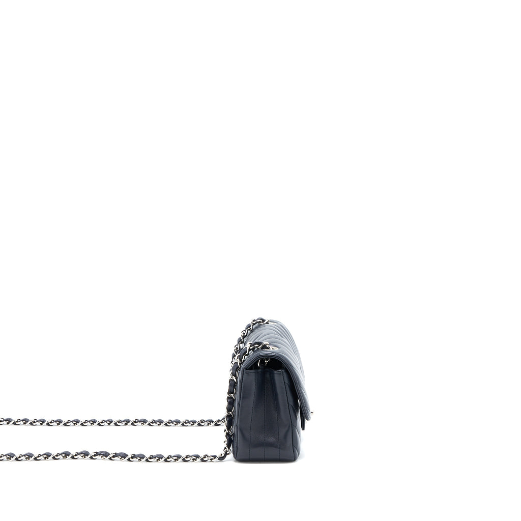 Chanel Mini Rectangular Flap Bag Chevron Lambskin Navy