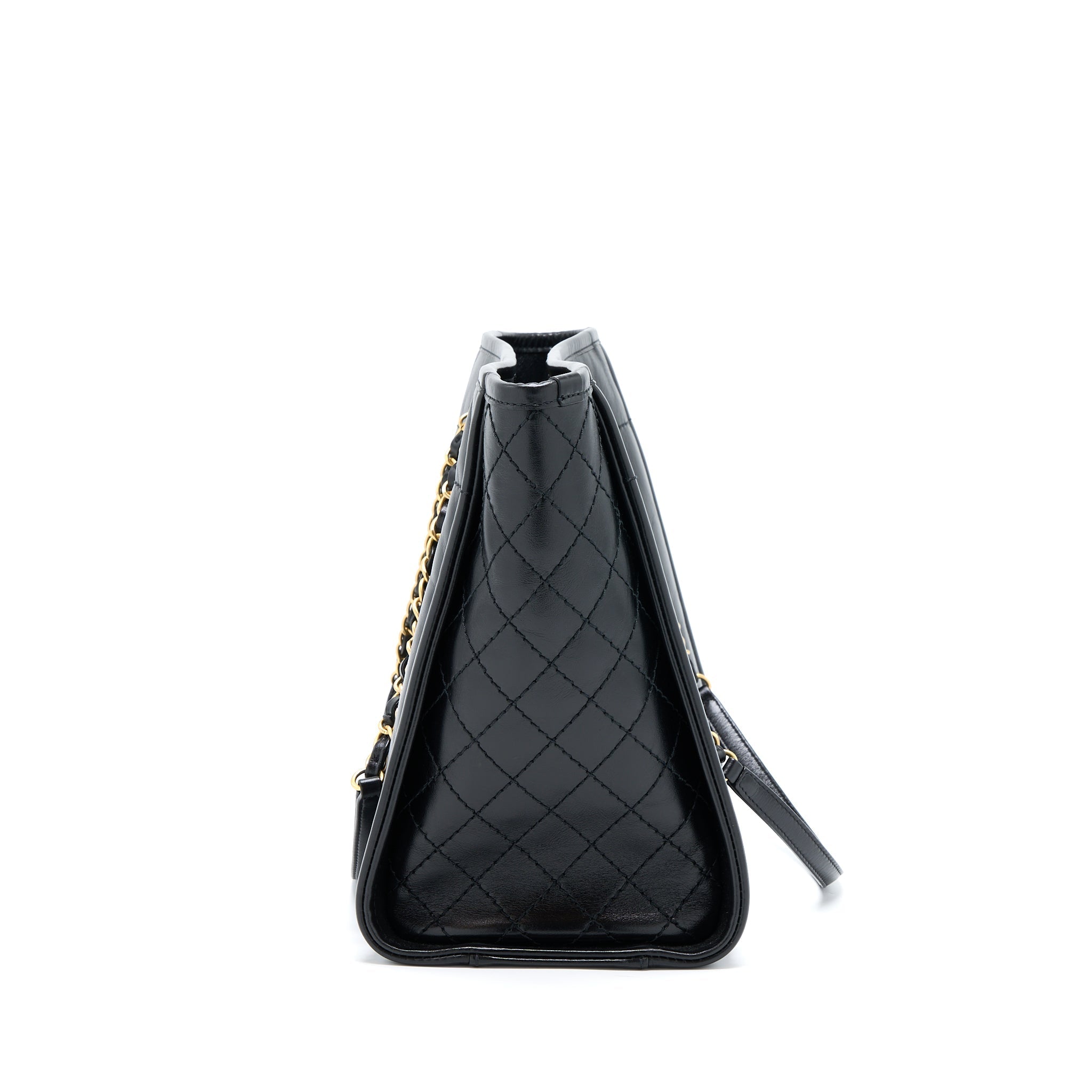 Chanel Deauville Tote Bag Calfskin Black With Detail Logo