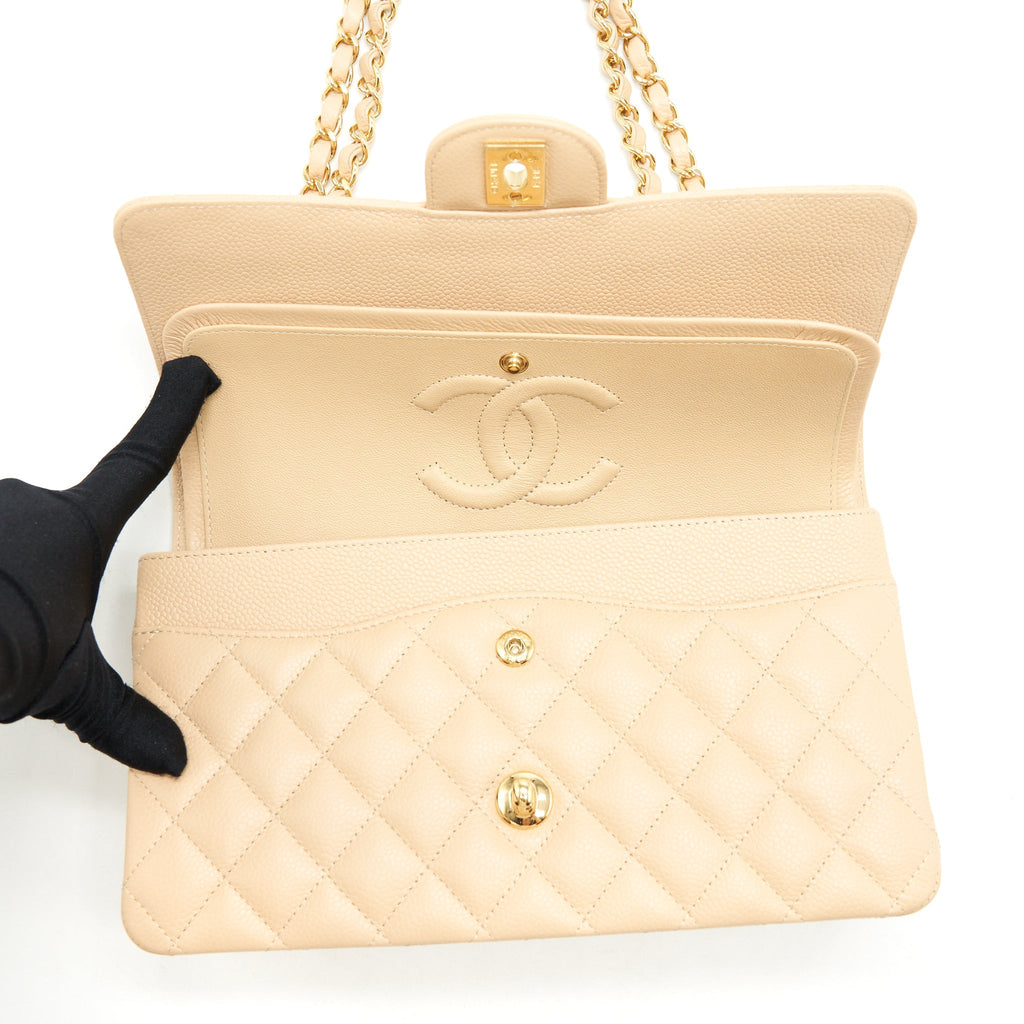 Chanel Classic Double Flap Bag Caviar Beige