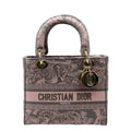 CHRISTIAN DIOR Medium Lady D-Lite Embroidered Canvas Shoulder Bag Rose Des