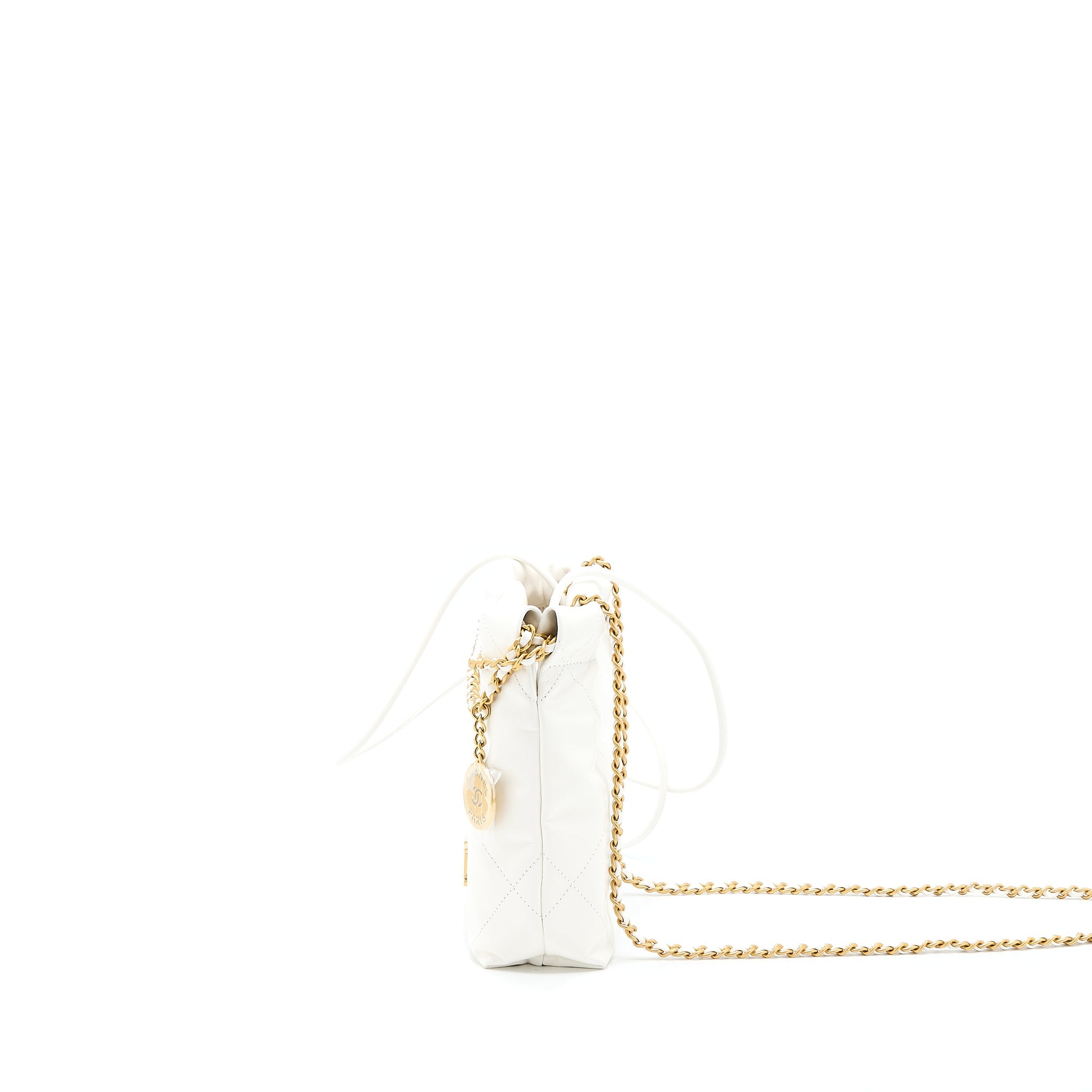 Chanel 23S Mini 22 Bag Shiny Calfskin White  (Microchip)