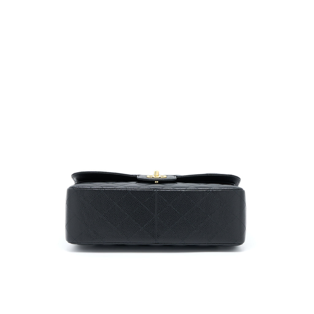 Chanel Classic Jumbo Double Flap Caviar Black  (Microchip)