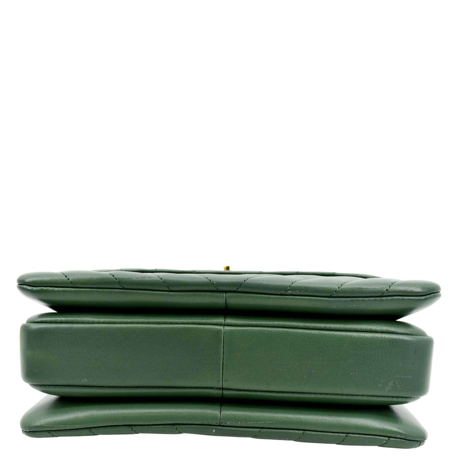 CHANEL Trendy CC Chevron Top Handle Flap Shoulder Bag Green
