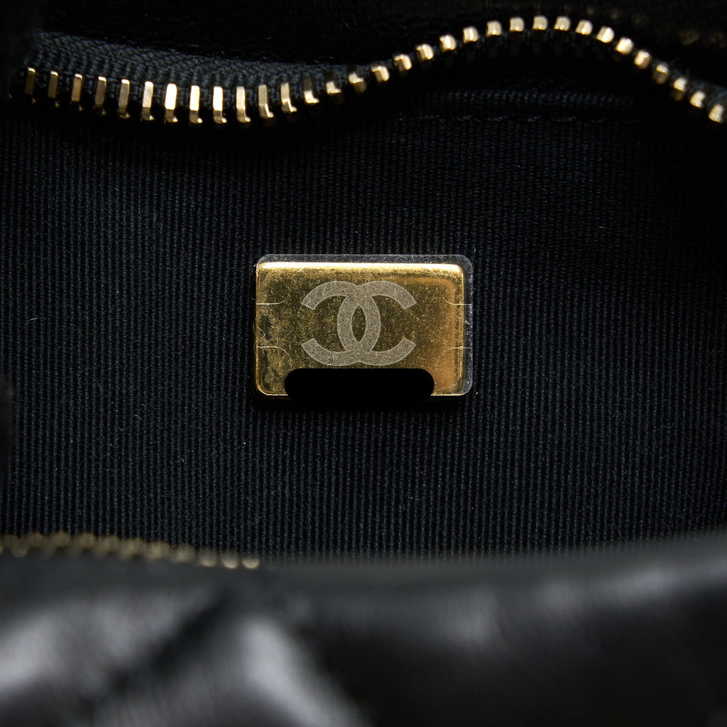 Chanel 22K Hobo Shoulder Bag Lambskin Black  (Microchip)