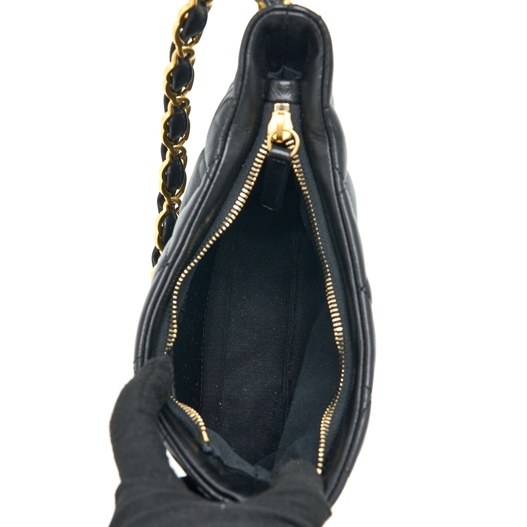 Chanel 22K Hobo Shoulder Bag Lambskin Black  (Microchip)
