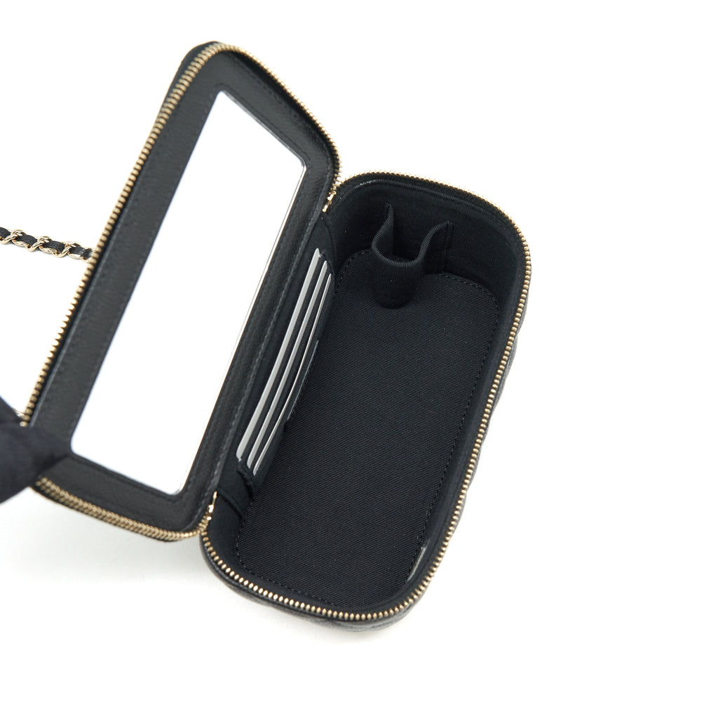 Chanel 22P Long Vanity With CC Logo Chain Caviar Black L