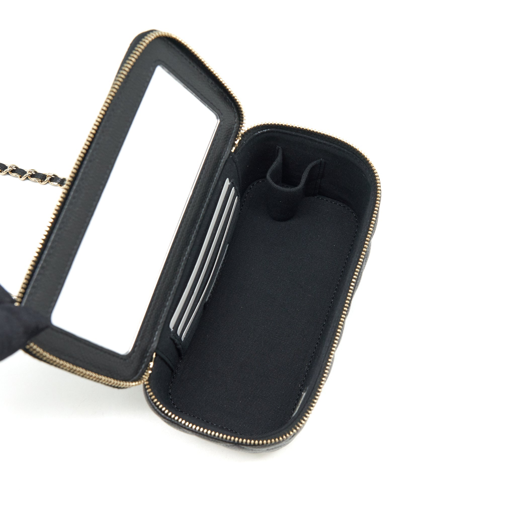 Chanel 22P Long Vanity With CC Logo Chain Caviar Black L