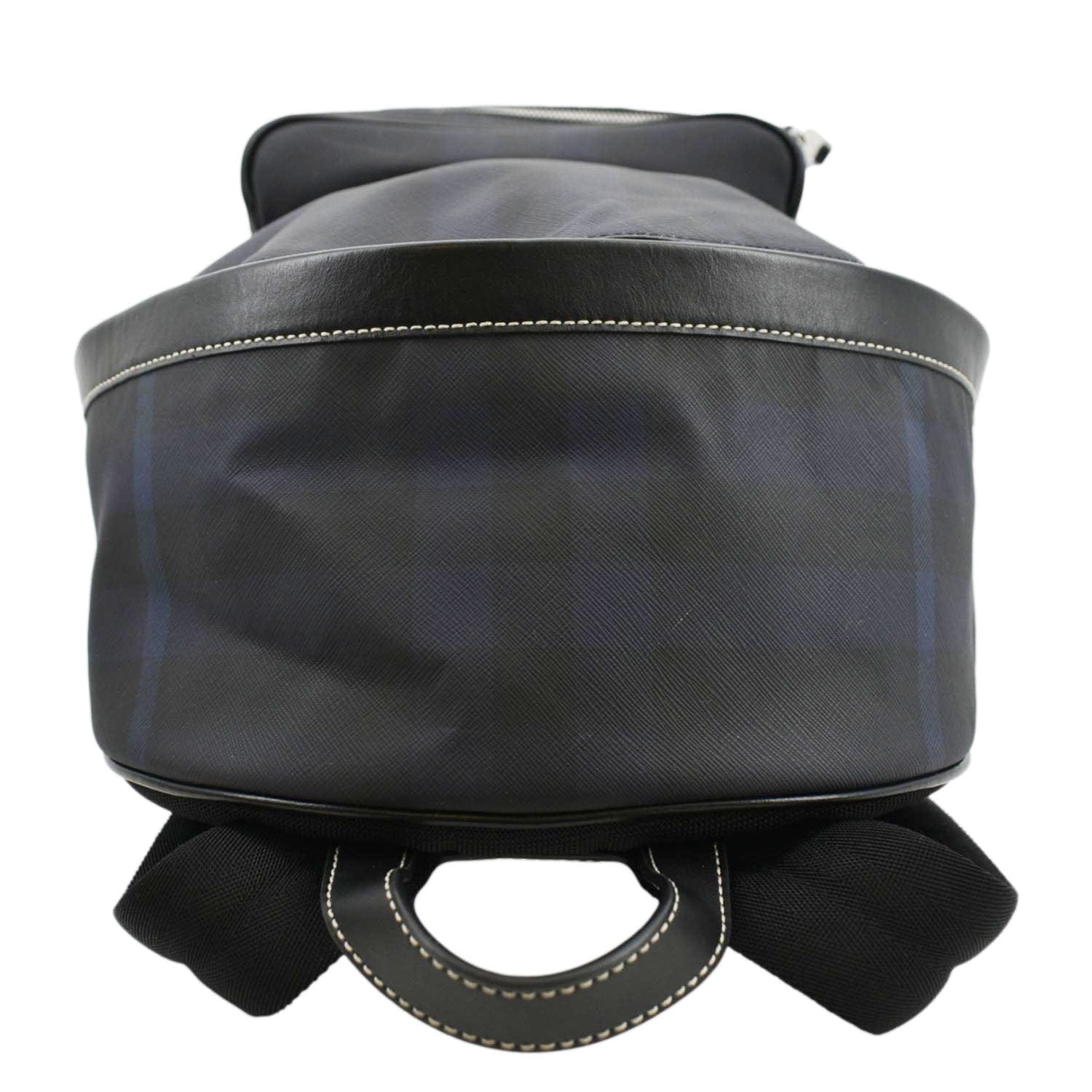 BURBERRY Rocco Check Fabric Backpack Navy Blue