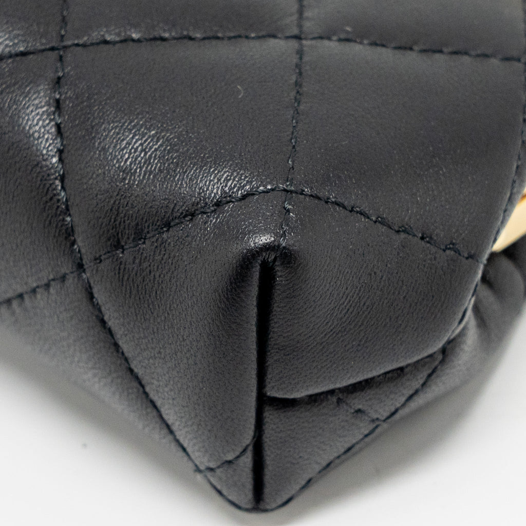 Chanel 23p Mini Coin Purse with Chain Calfskin Black L(microchip)