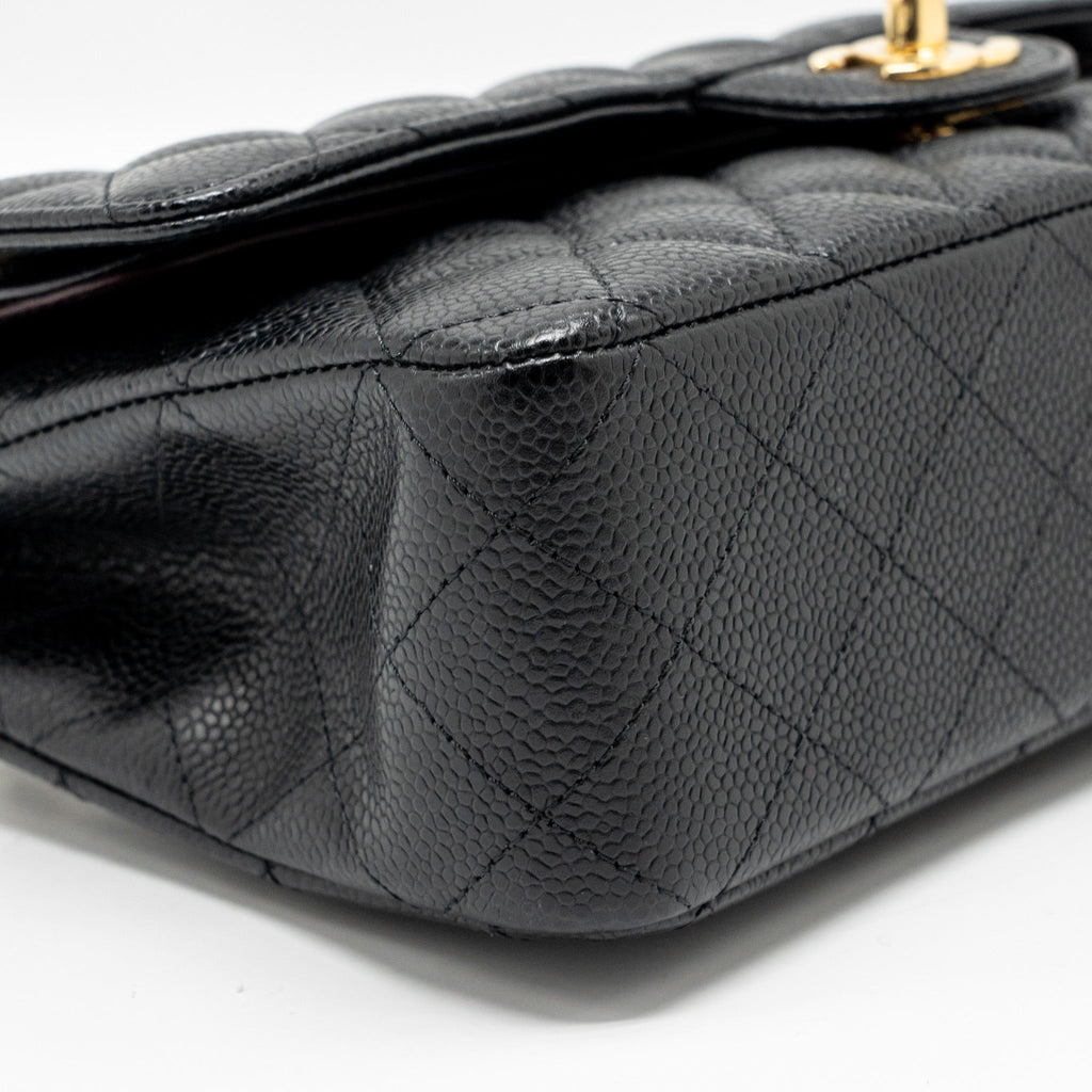 Chanel Medium Classic Double  Flap Bag Caviar  Black