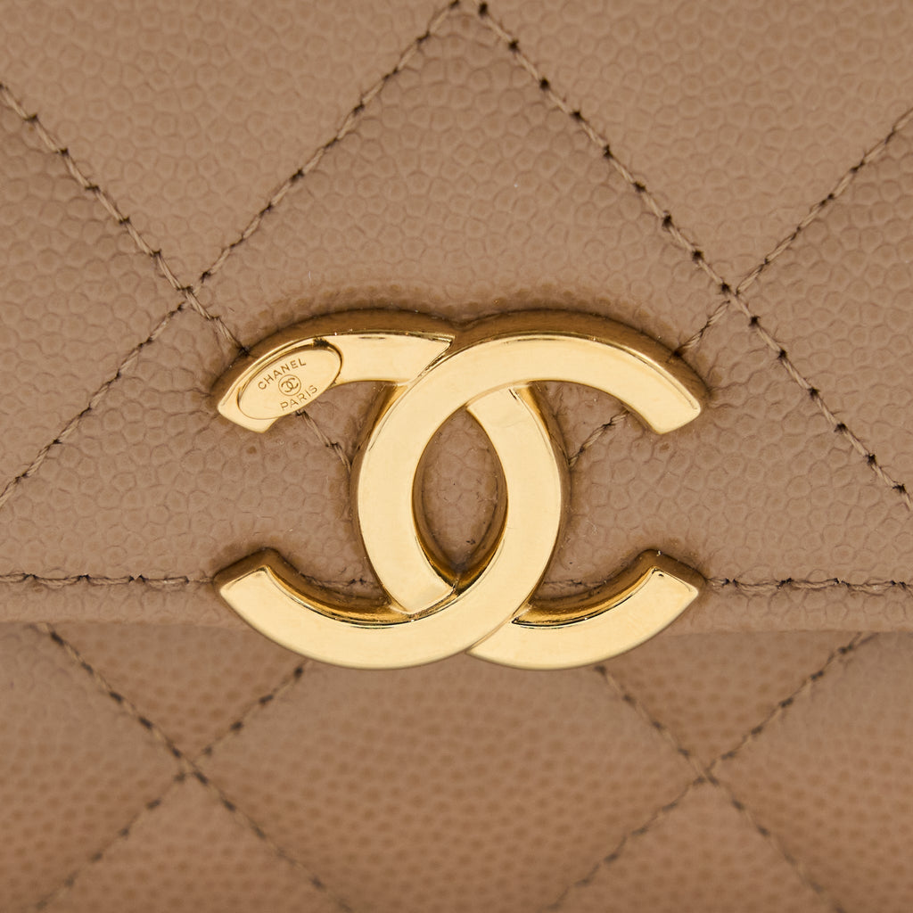 Chanel Mini Flap Bag Caviar Beige  (Microchip)