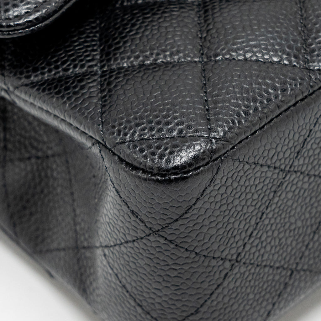 Chanel Medium Classic Double  Flap Bag Caviar  Black