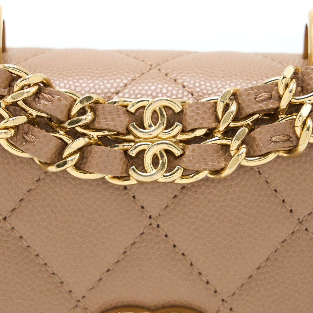 Chanel Mini Flap Bag Caviar Beige  (Microchip)