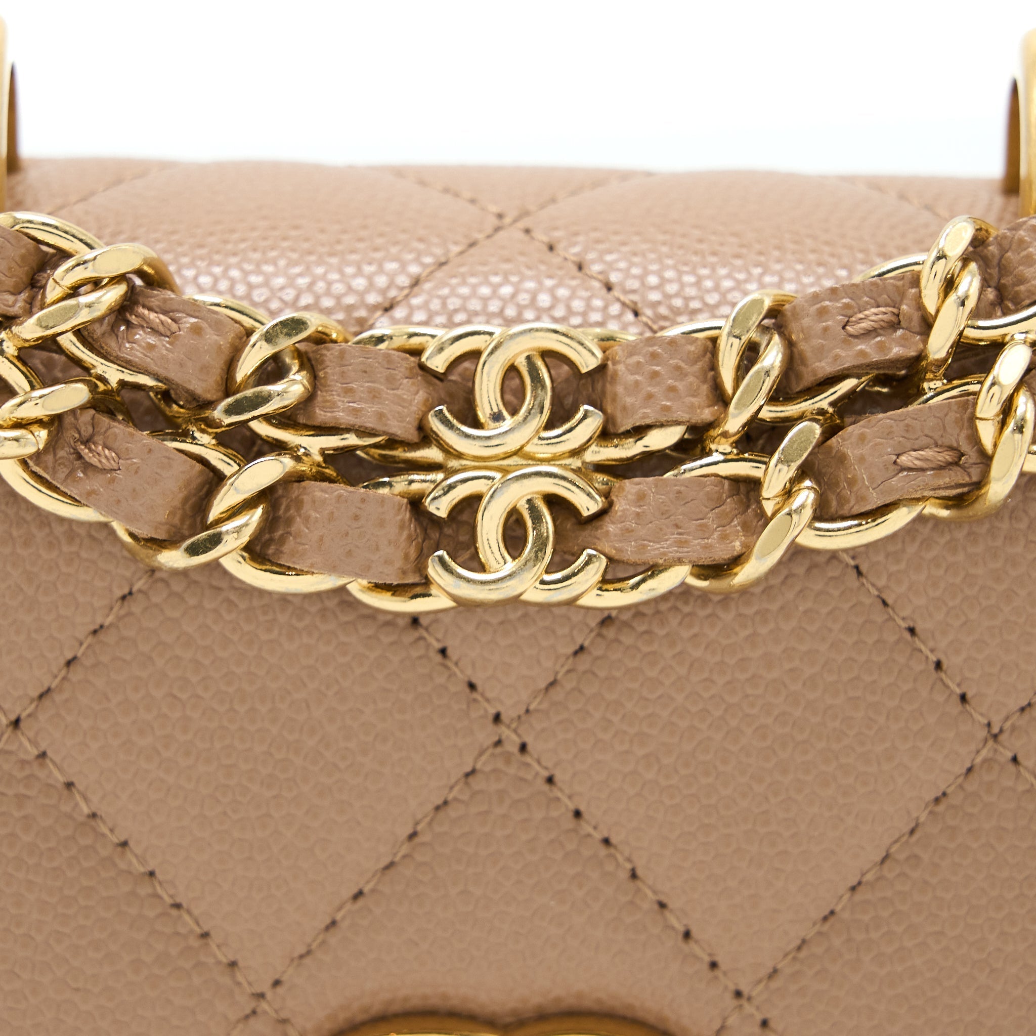 Chanel Mini Flap Bag Caviar Beige  (Microchip)