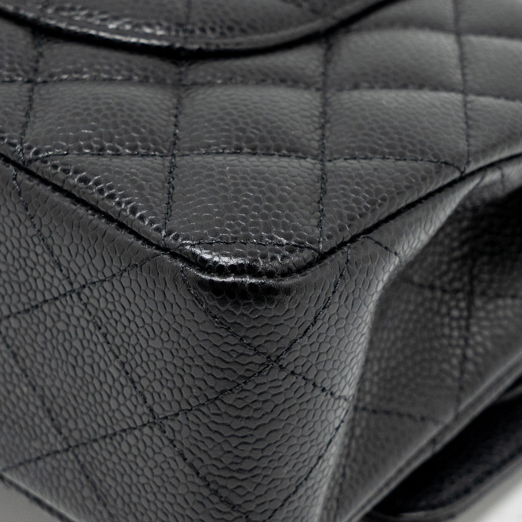 Chanel Medium Classic Double  Flap Bag Caviar  Black