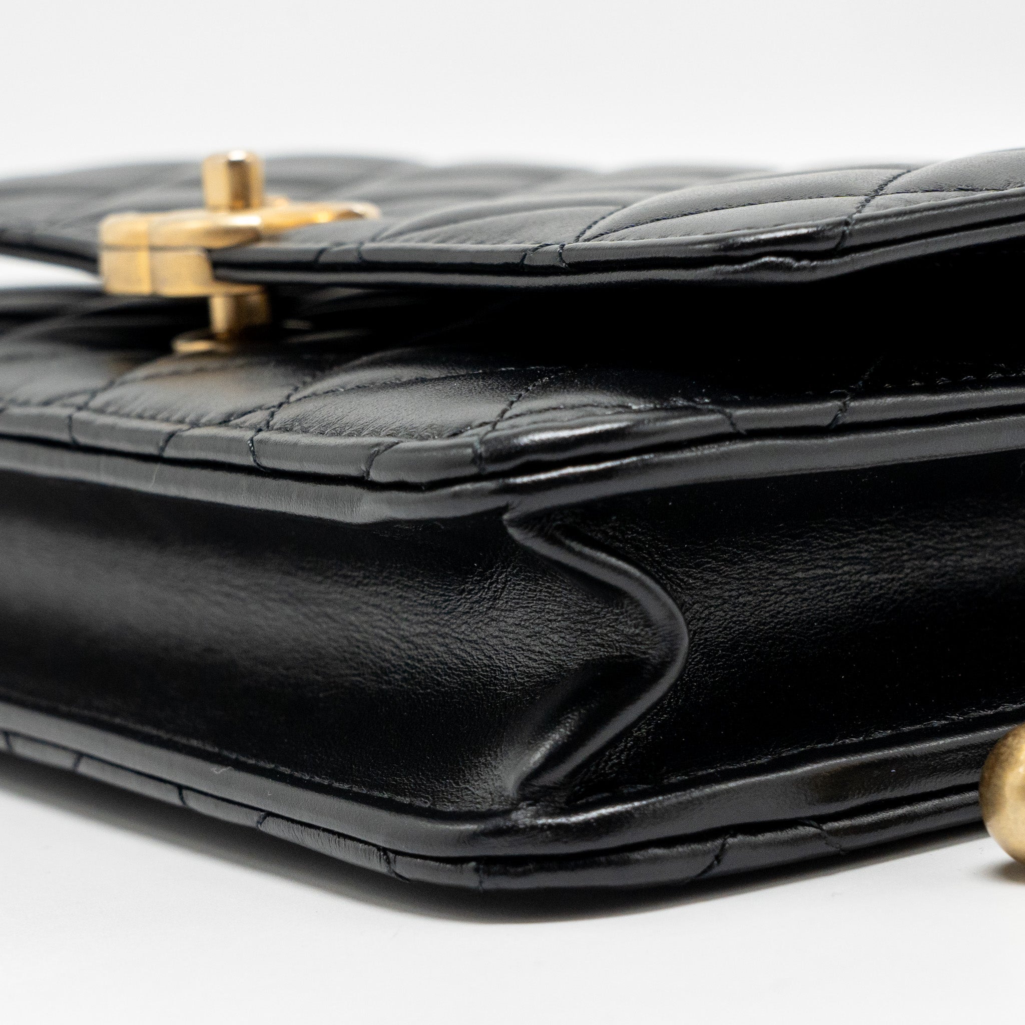 Chanel 24c Gold Crush Wallet On Chain Calfskin Black (microchip)