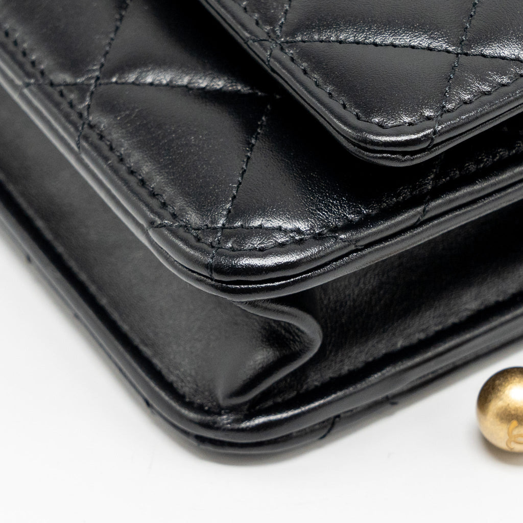Chanel 24c Gold Crush Wallet On Chain Calfskin Black (microchip)