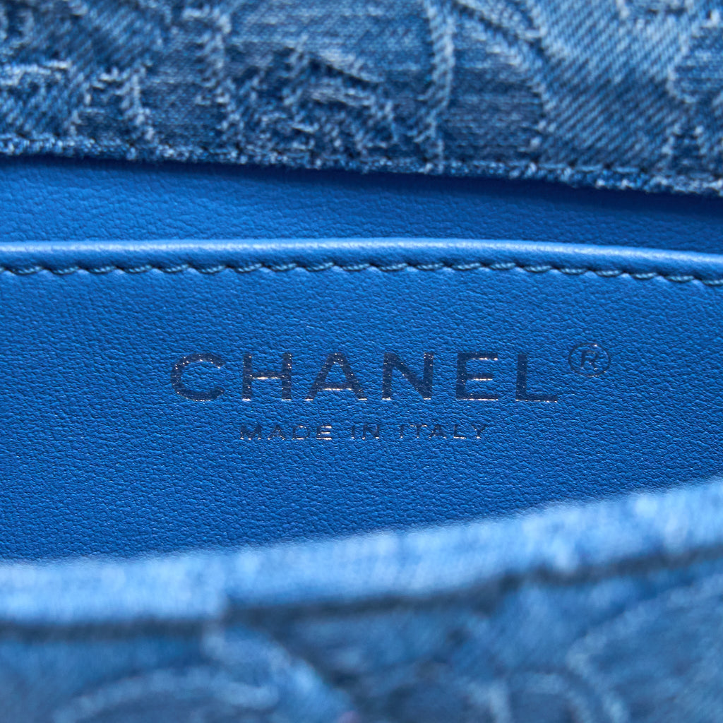 Chanel Coco Love Flap Bag Camellia Denim Blue  (Microchip)