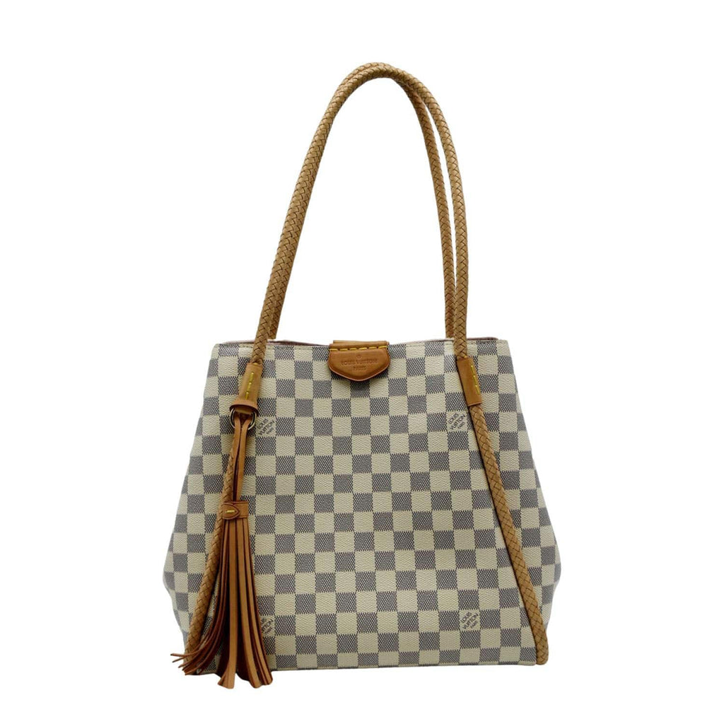 LOUIS VUITTON Propriano Damier Azur Tote Shoulder Bag White