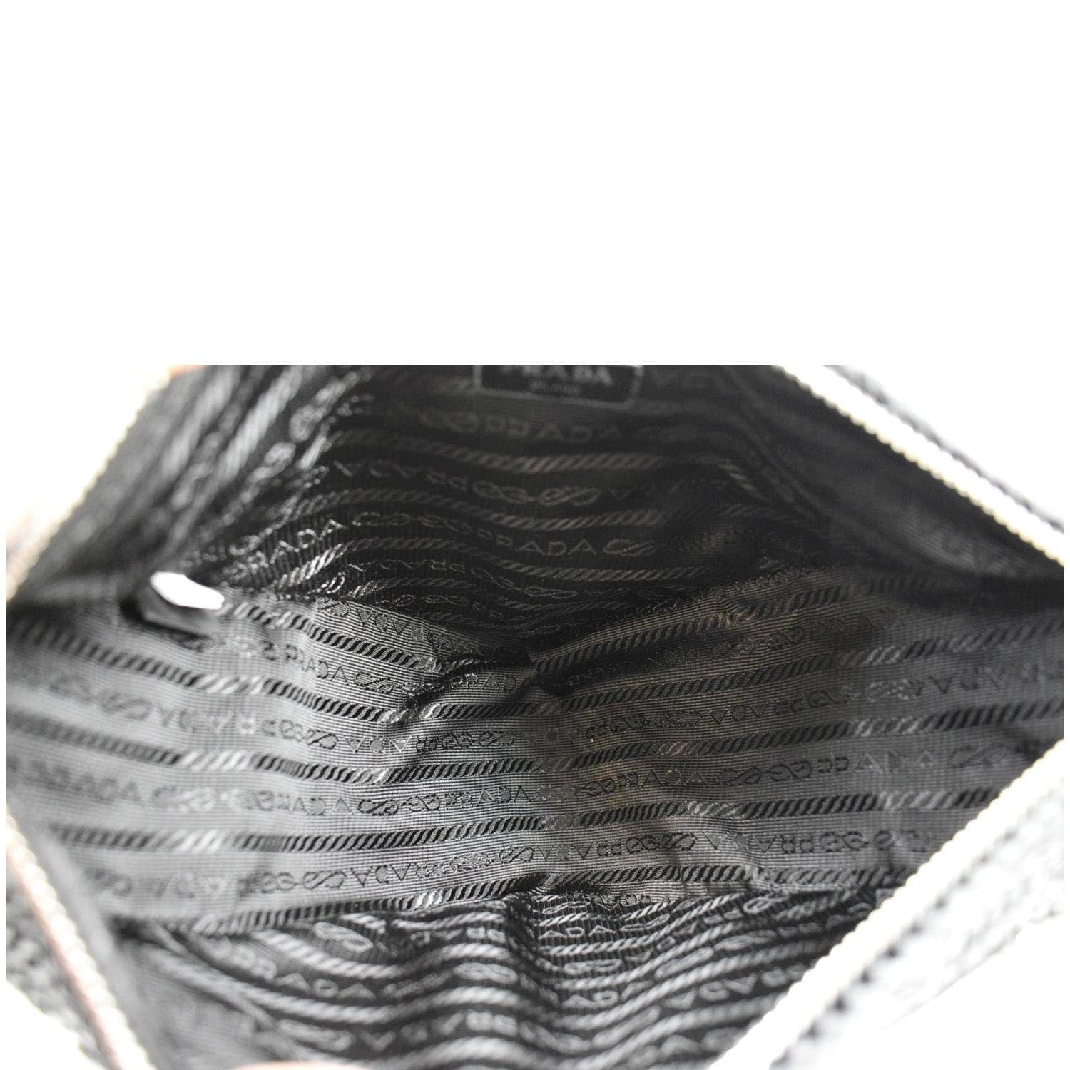 PRADA Triangle Raffia Shoulder Bag Black