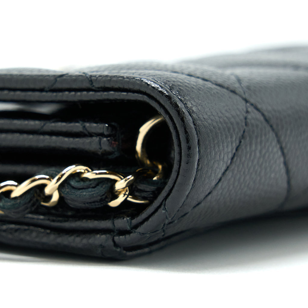 Chanel Card Holder On Chain Caviar Black L