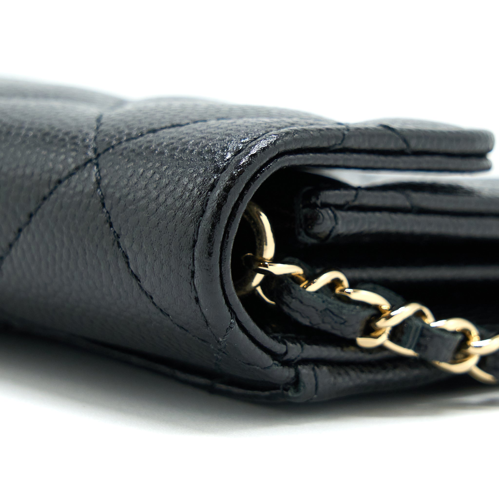 Chanel Card Holder On Chain Caviar Black L