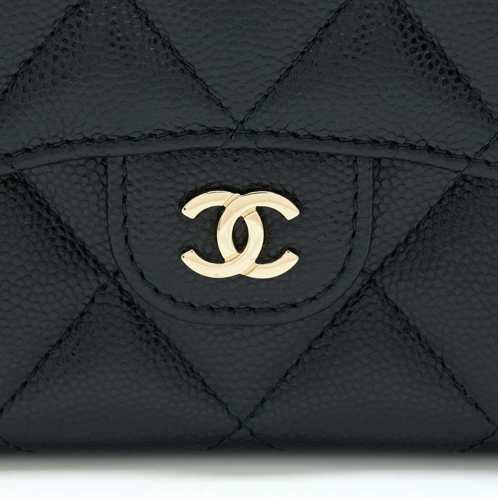 Chanel Card Holder On Chain Caviar Black L