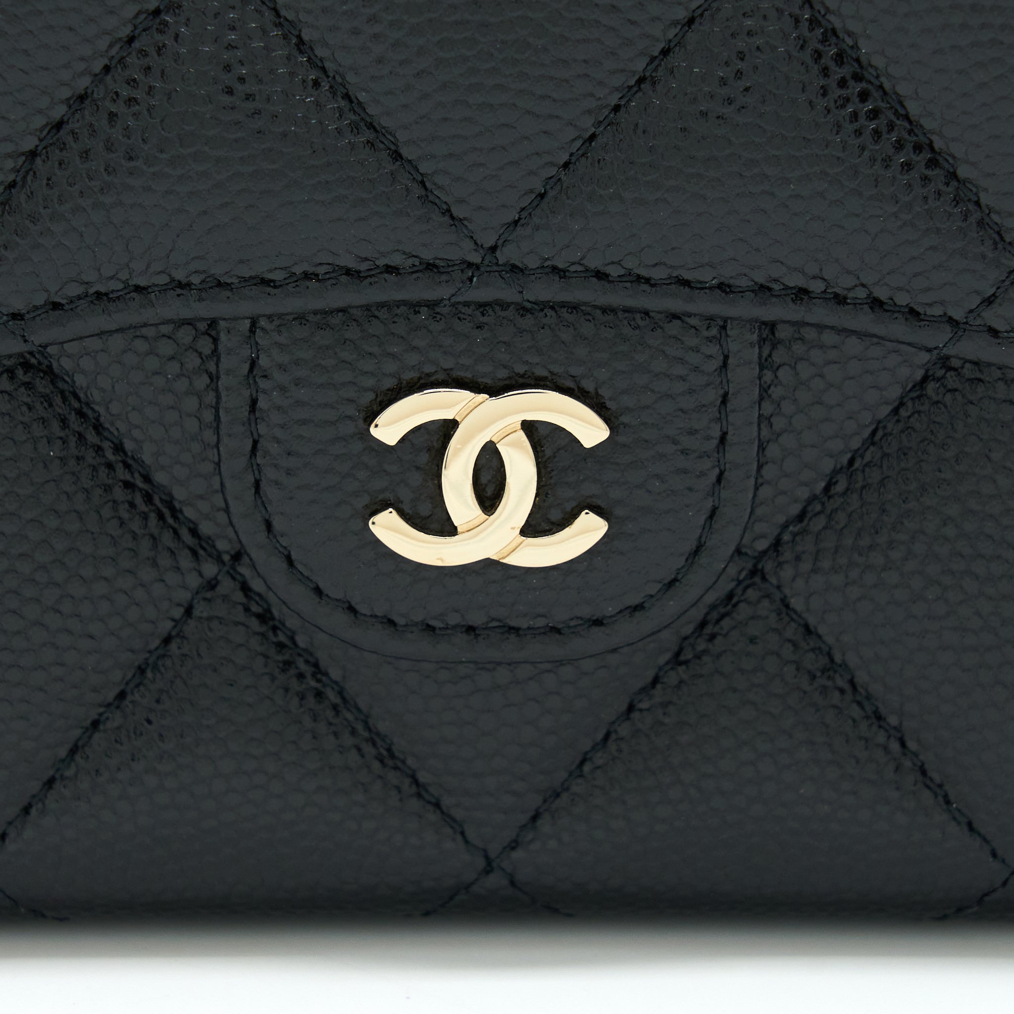 Chanel Card Holder On Chain Caviar Black L