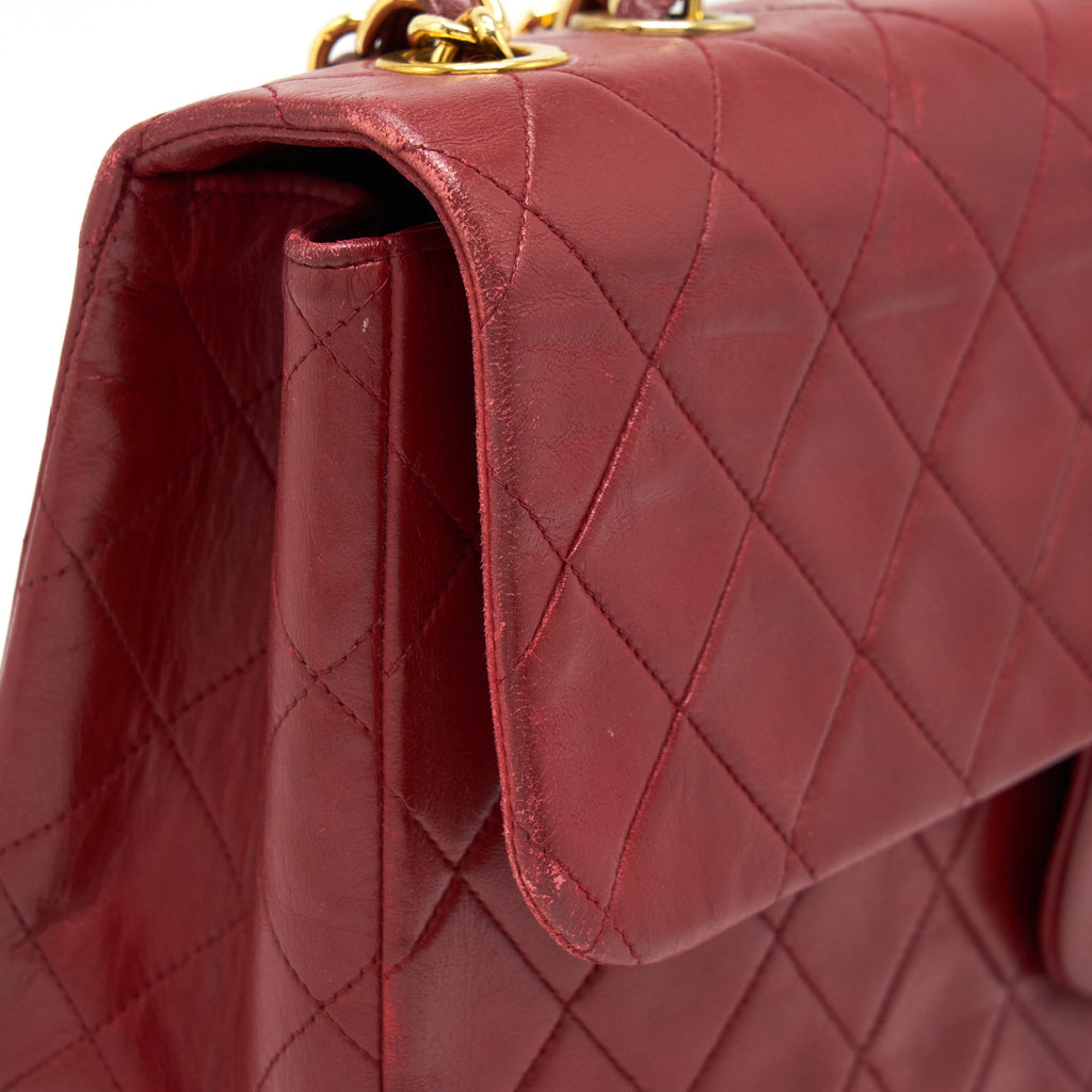Chanel Vintage Maxi Flap Bag Lambskin Red