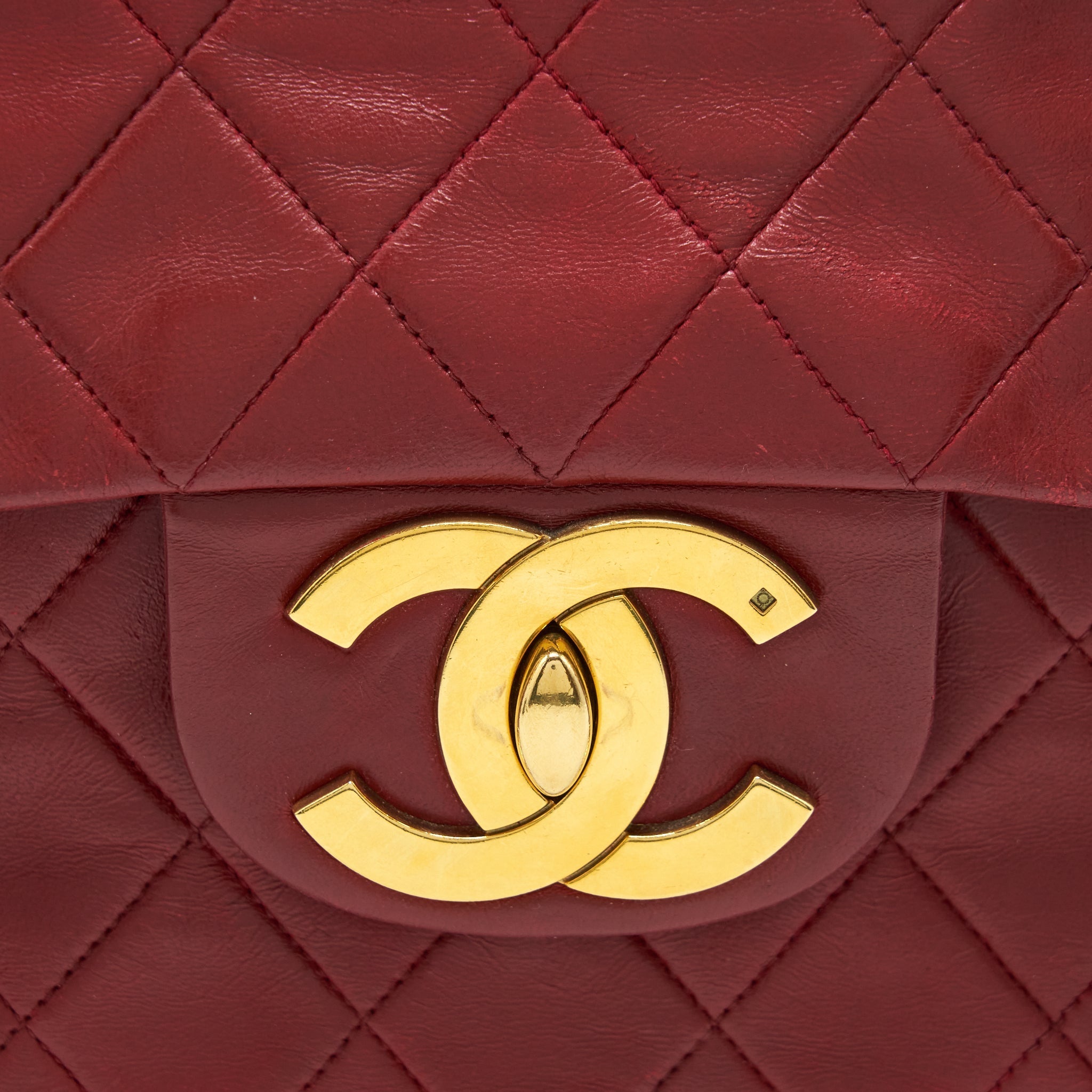 Chanel Vintage Maxi Flap Bag Lambskin Red