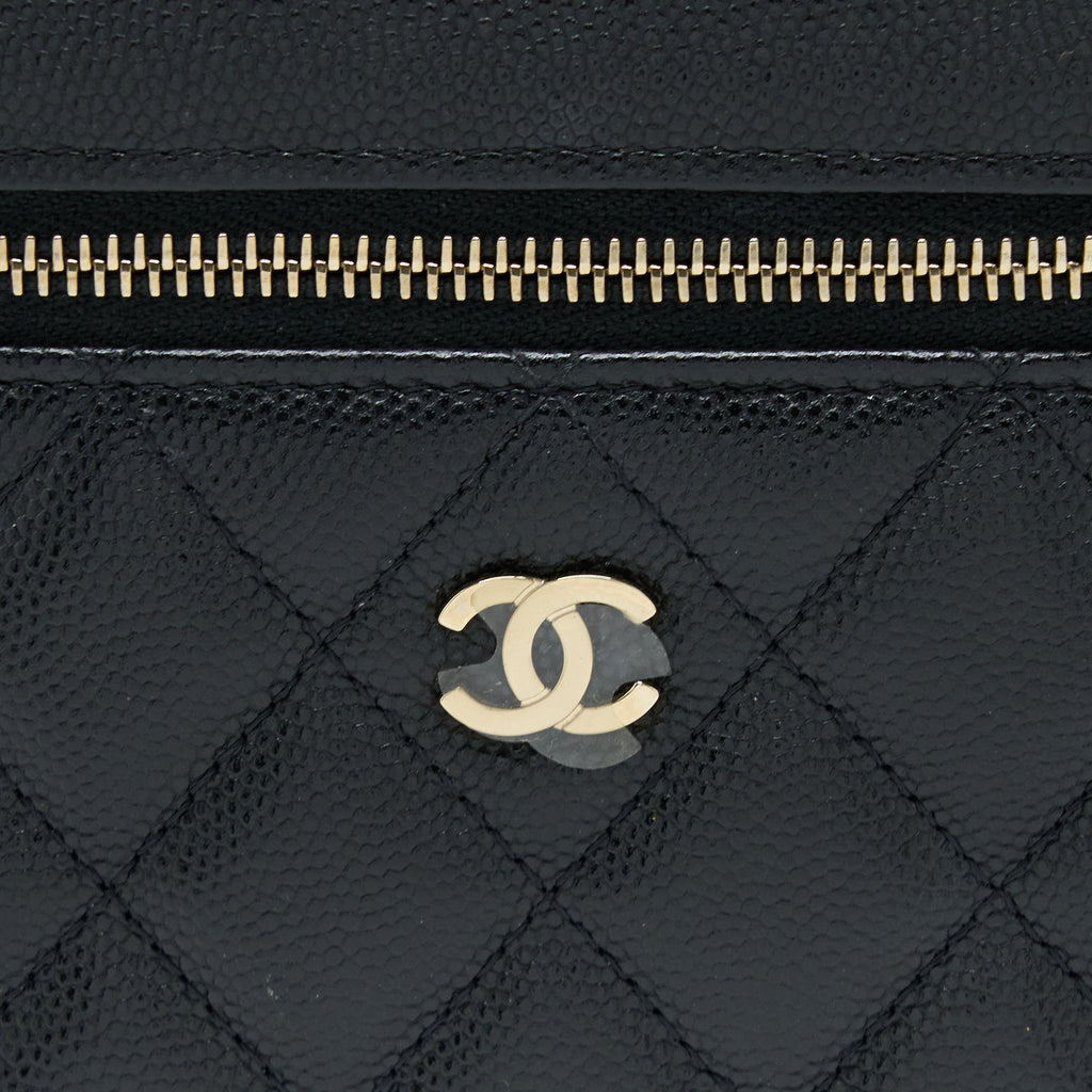 Chanel Top Handle Vanity Case Caviar Black L