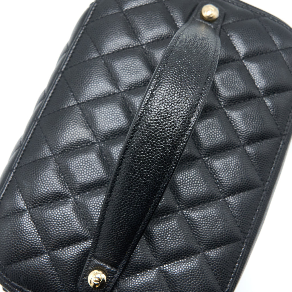 Chanel Top Handle Vanity Case Caviar Black L