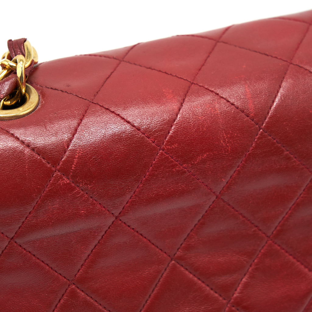 Chanel Vintage Maxi Flap Bag Lambskin Red