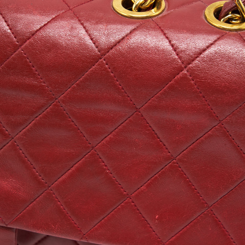 Chanel Vintage Maxi Flap Bag Lambskin Red