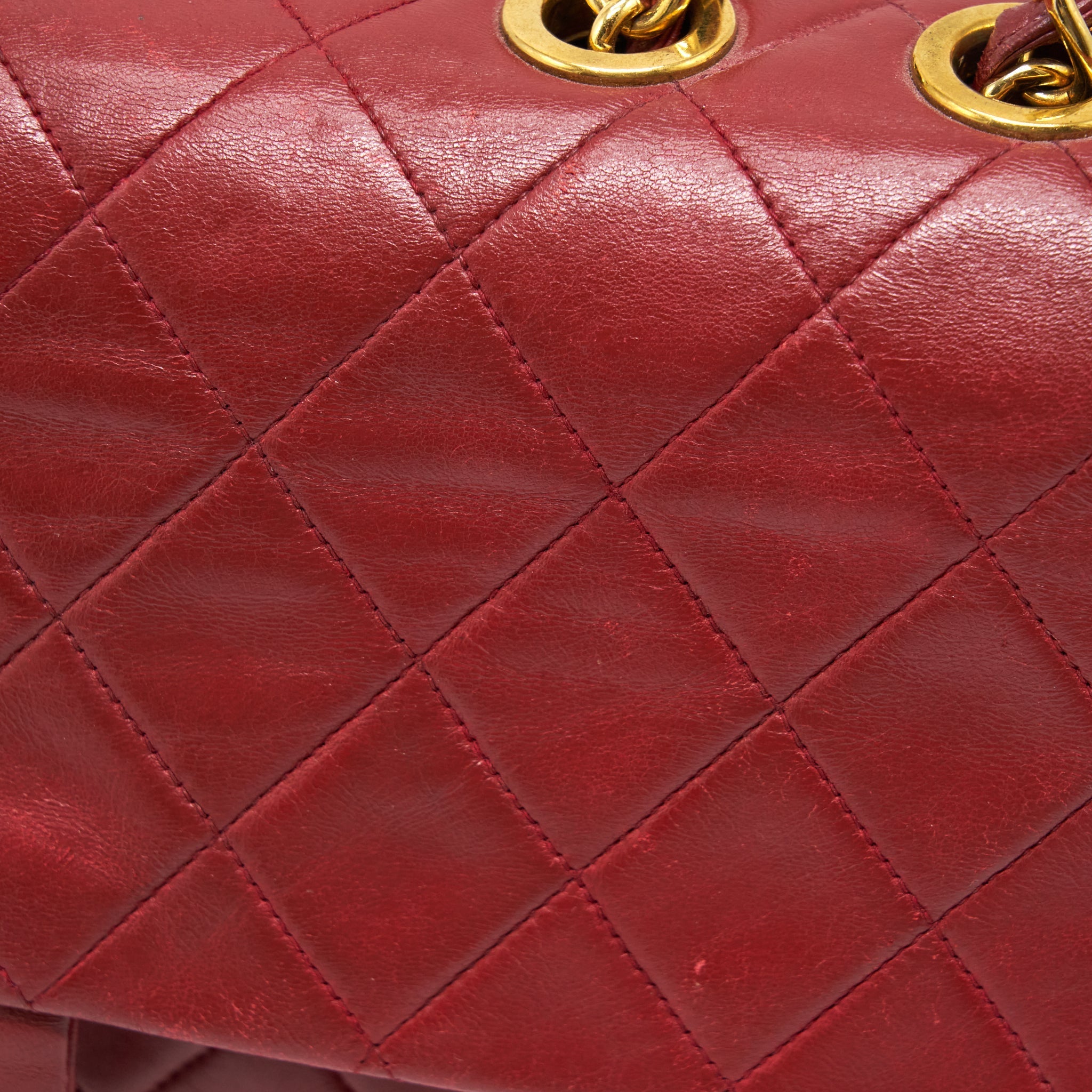 Chanel Vintage Maxi Flap Bag Lambskin Red