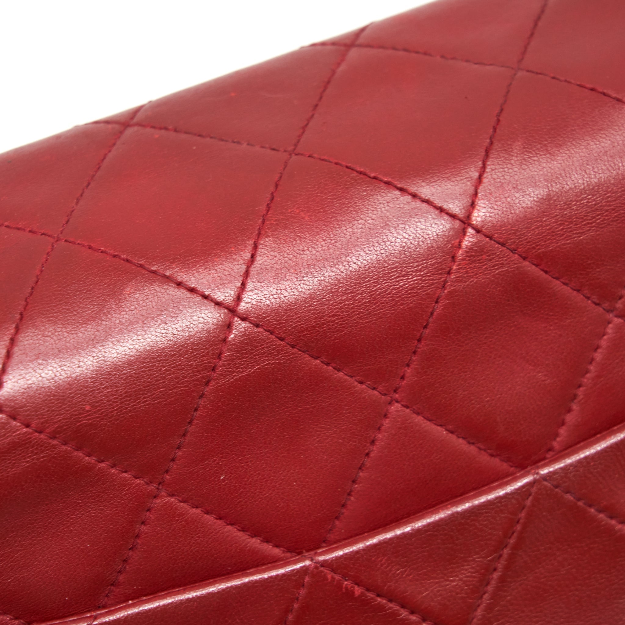 Chanel Vintage Maxi Flap Bag Lambskin Red