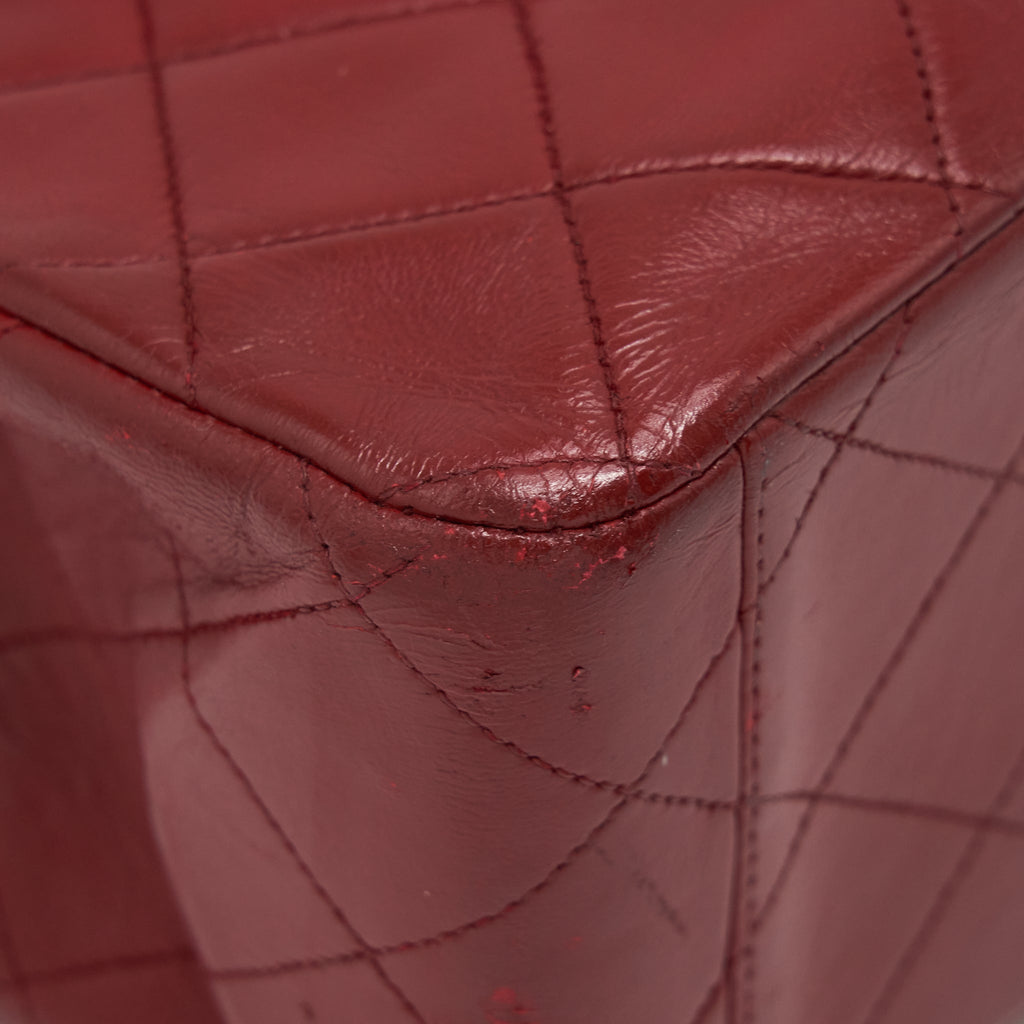 Chanel Vintage Maxi Flap Bag Lambskin Red
