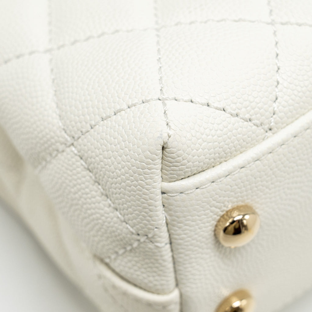 Chanel Mini Coco Handle Caviar White L (Microchip)
