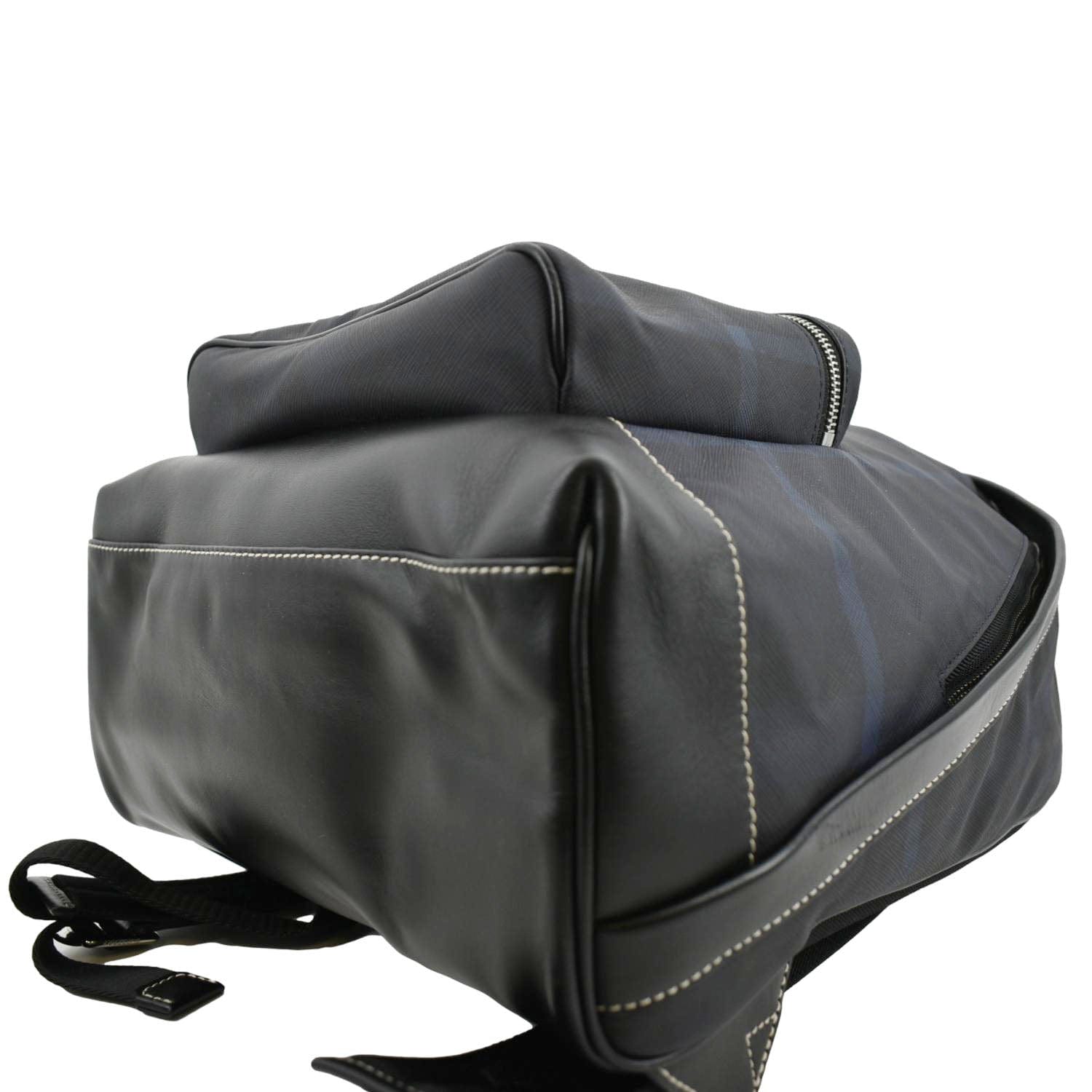BURBERRY Rocco Check Fabric Backpack Navy Blue